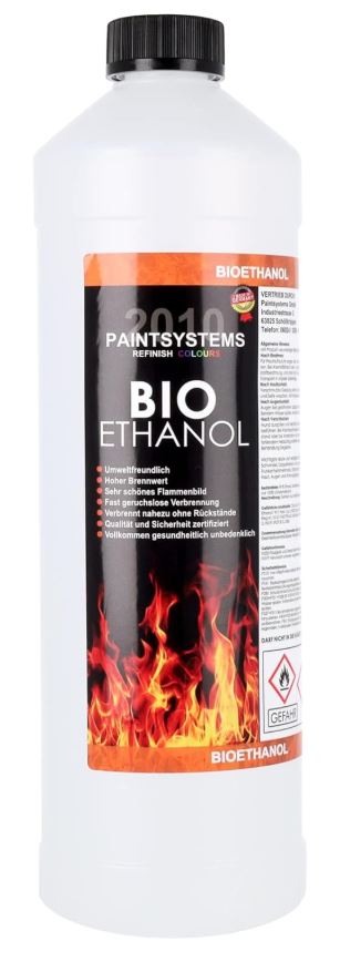 Bioethanol 100% rein – 1 Liter Flasche für Tischkamine und Bioethanol-Feuerstellen