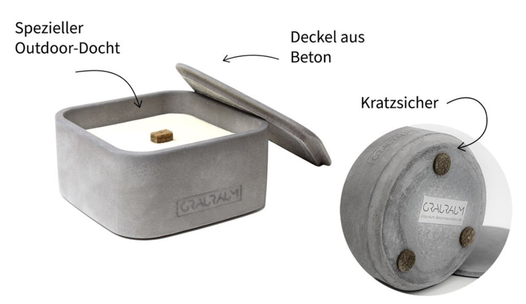 Kerzenfresser Olaf XL aus Beton, große Outdoor Kerze handgefertigt in Leipzig – Beton-Harmonie