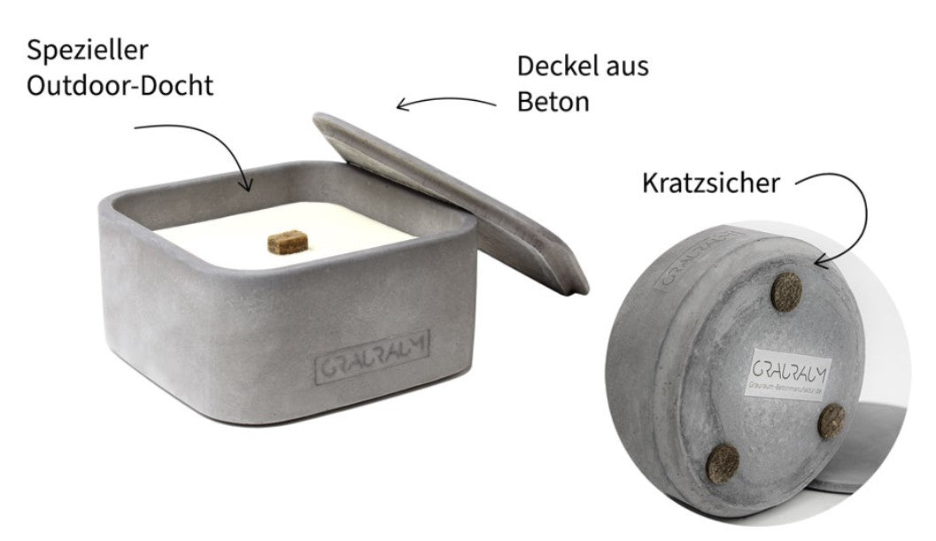 Kerzenfresser Olaf XL aus Beton, große Outdoor Kerze handgefertigt in Leipzig – Beton-Harmonie