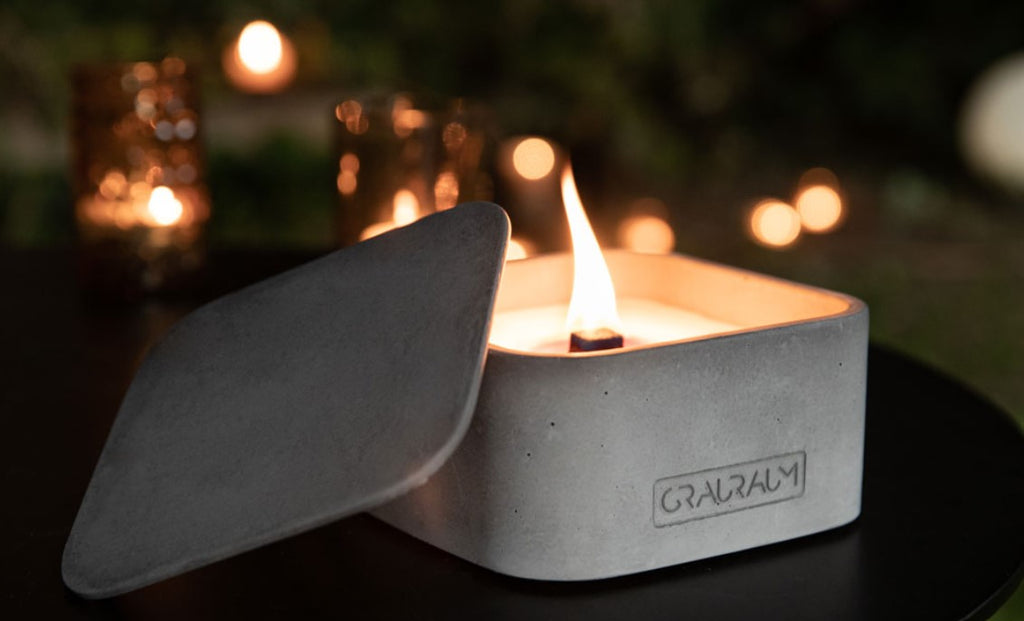 Kerzenfresser Olaf XL aus Beton, große Outdoor Kerze handgefertigt in Leipzig – Beton-Harmonie