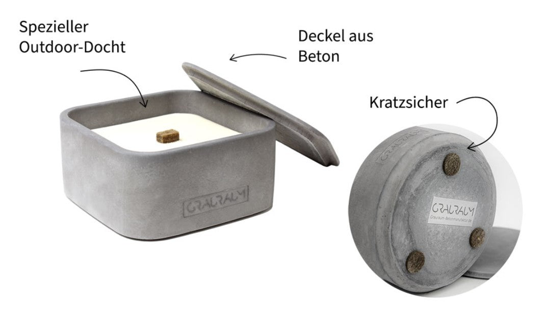 Kerzenfresser Oskar L aus Beton, Outdoor Tischfeuer handgefertigt in Deutschland – Beton-Harmonie