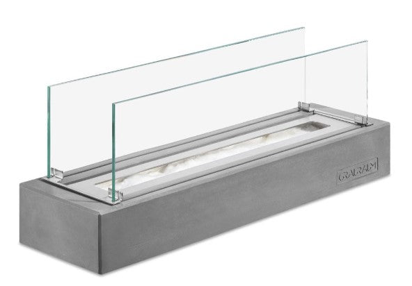 Tischkamin Tillmann mit Glas aus Beton, Bio-Ethanol Kamin handgefertigt in Leipzig – Beton-Harmonie