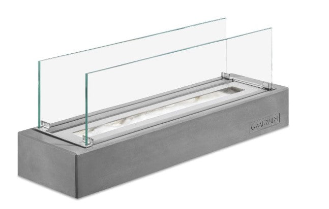 Tischkamin Tillmann mit Glas aus Beton, Bio-Ethanol Kamin handgefertigt in Leipzig – Beton-Harmonie