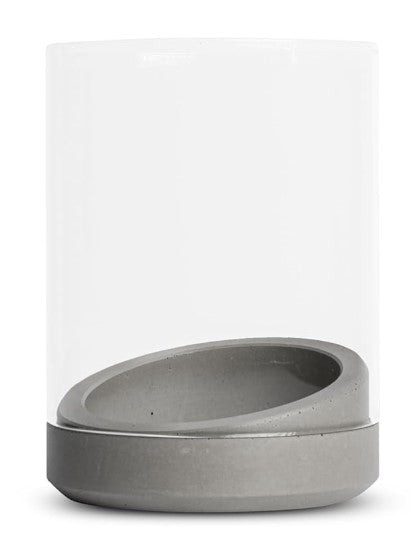 Windlicht Wilma aus Beton mit Glaszylinder, handgefertigt in Deutschland – Beton-Harmonie