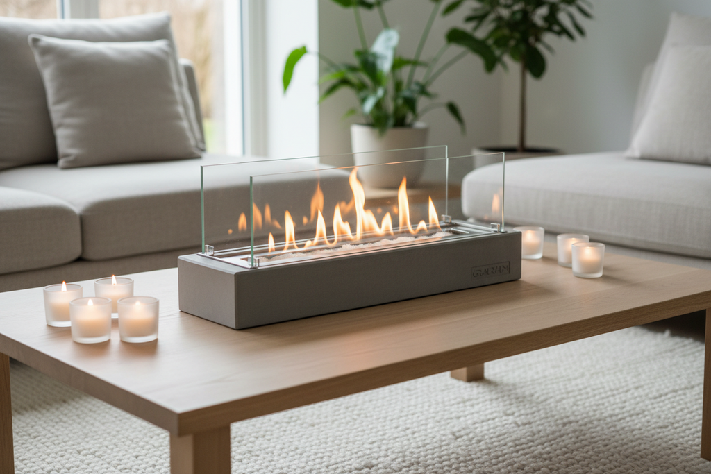 Tischkamin Tillmann mit Glas