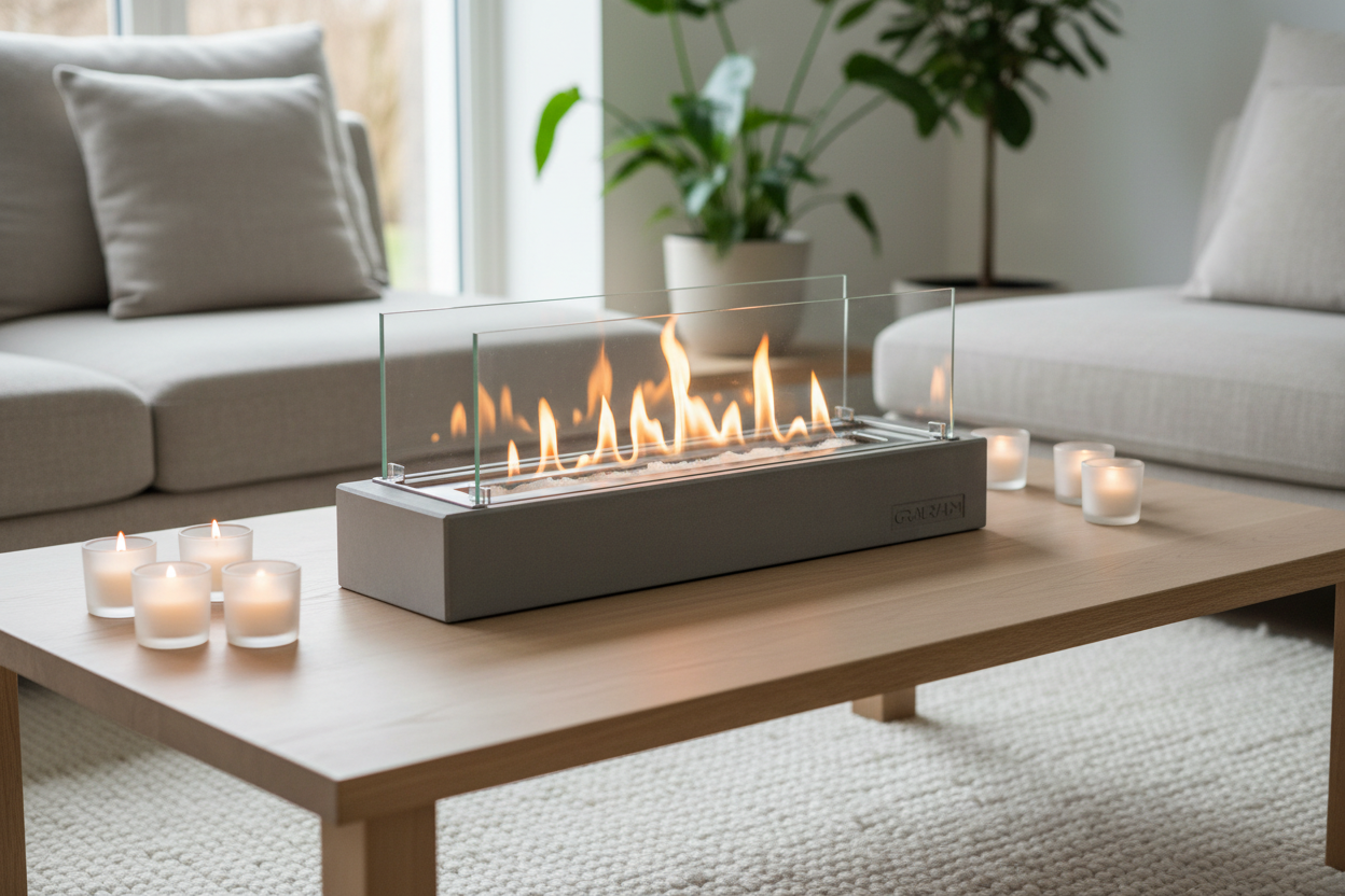 Tischkamin Tillmann mit Glas
